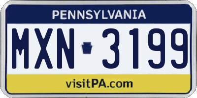 PA license plate MXN3199