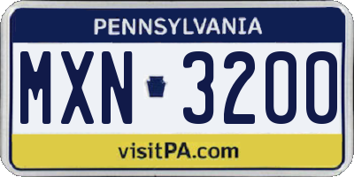 PA license plate MXN3200