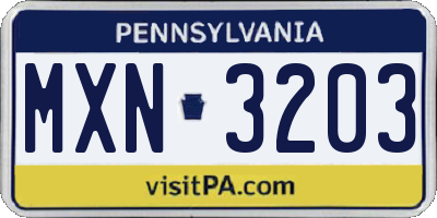 PA license plate MXN3203