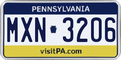 PA license plate MXN3206