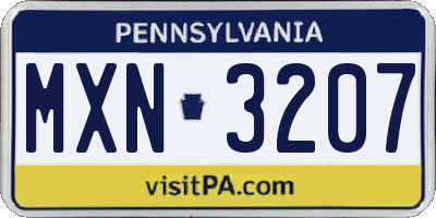 PA license plate MXN3207