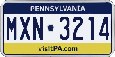 PA license plate MXN3214
