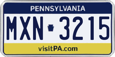 PA license plate MXN3215