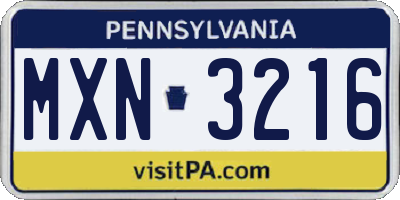 PA license plate MXN3216