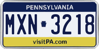 PA license plate MXN3218