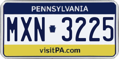 PA license plate MXN3225