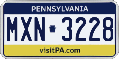PA license plate MXN3228