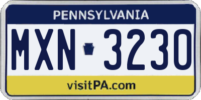 PA license plate MXN3230