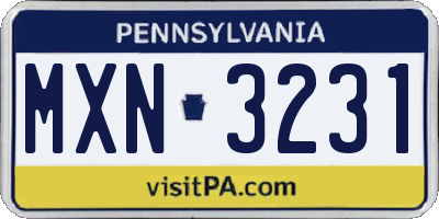 PA license plate MXN3231