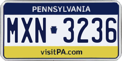 PA license plate MXN3236