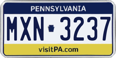 PA license plate MXN3237