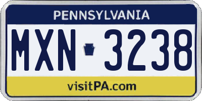 PA license plate MXN3238