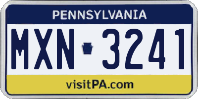 PA license plate MXN3241