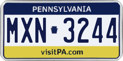 PA license plate MXN3244