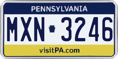 PA license plate MXN3246
