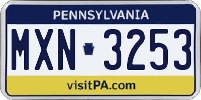PA license plate MXN3253