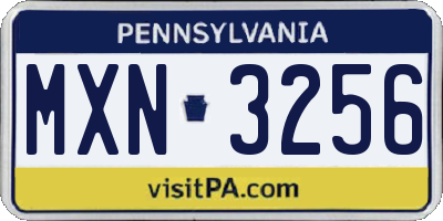 PA license plate MXN3256