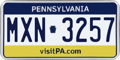 PA license plate MXN3257