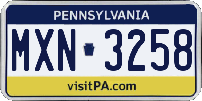 PA license plate MXN3258