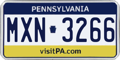 PA license plate MXN3266