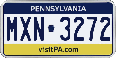PA license plate MXN3272