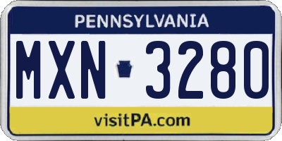 PA license plate MXN3280