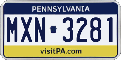 PA license plate MXN3281
