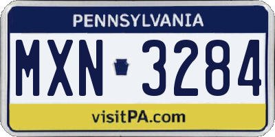 PA license plate MXN3284