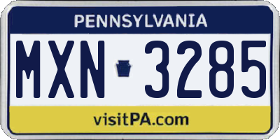 PA license plate MXN3285