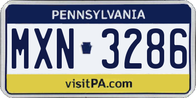PA license plate MXN3286
