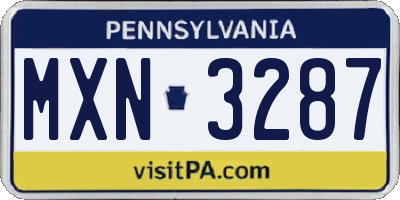 PA license plate MXN3287