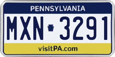 PA license plate MXN3291