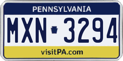 PA license plate MXN3294