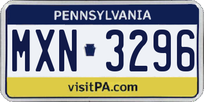 PA license plate MXN3296