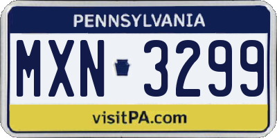 PA license plate MXN3299