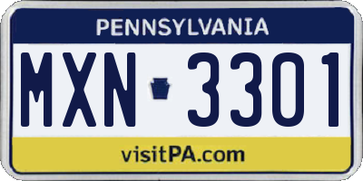 PA license plate MXN3301