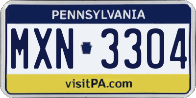 PA license plate MXN3304