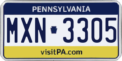 PA license plate MXN3305