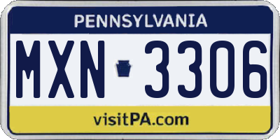 PA license plate MXN3306