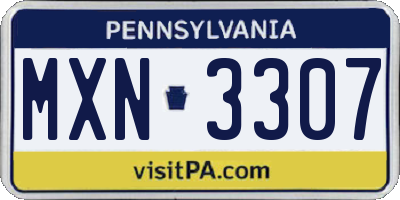 PA license plate MXN3307