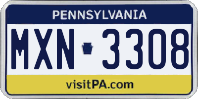 PA license plate MXN3308