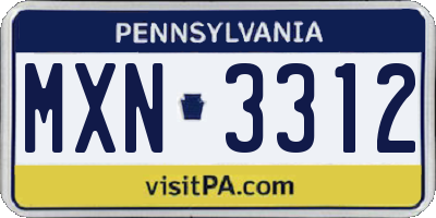 PA license plate MXN3312