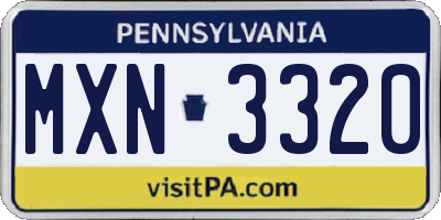 PA license plate MXN3320