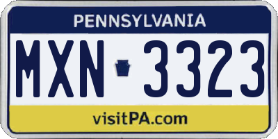 PA license plate MXN3323