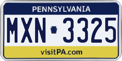 PA license plate MXN3325