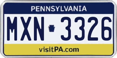 PA license plate MXN3326