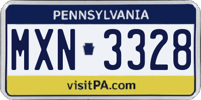 PA license plate MXN3328