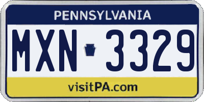 PA license plate MXN3329