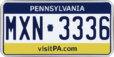 PA license plate MXN3336