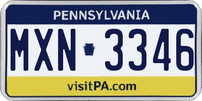 PA license plate MXN3346